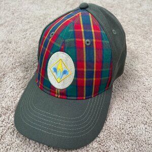 Boy Scout Hat Plaid Green Youth S/M Unif Flex Fit Twill Webelos Uniform Retro